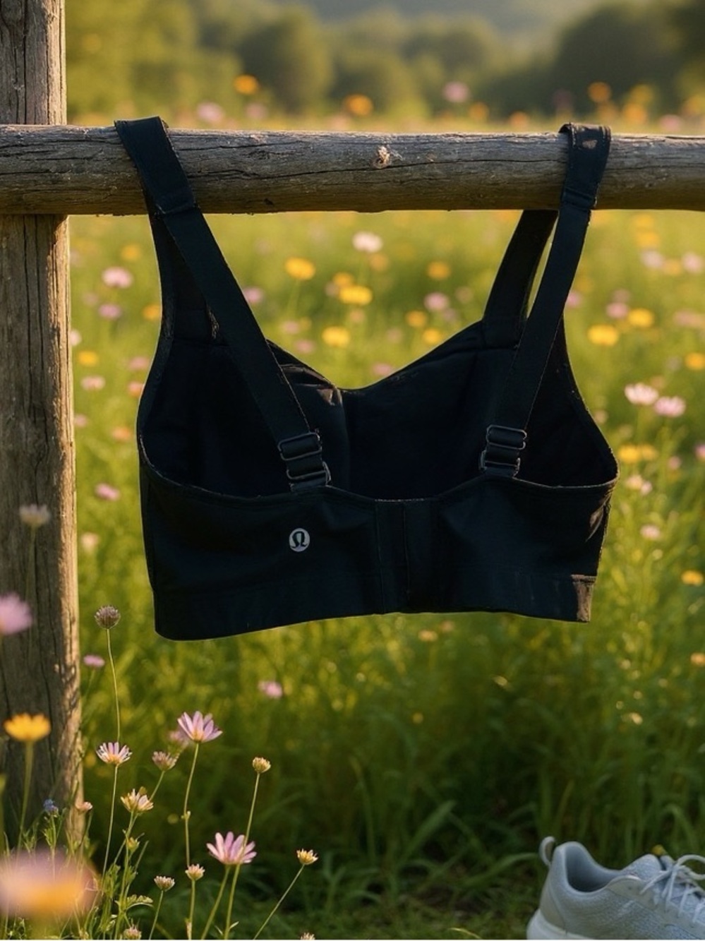 LULULEMON Athletica Blk Ta Ta Tamer Clasp Back Sports Bra Wide Adjust Strap 34D